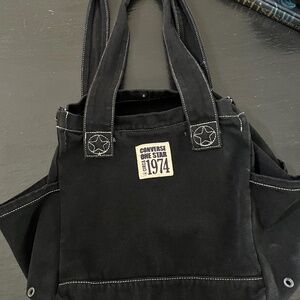 CONVERSE ONE STAR CANVAS TOTE ~ Black xtra large with side pockets